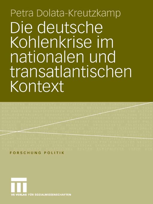 Title details for Die deutsche Kohlenkrise im nationalen und transatlantischen Kontext by Petra Dolata-Kreutzkamp - Available